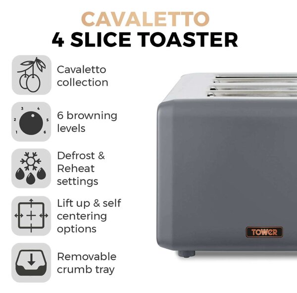 TOWER Cavaletto 4 Slice Toaster