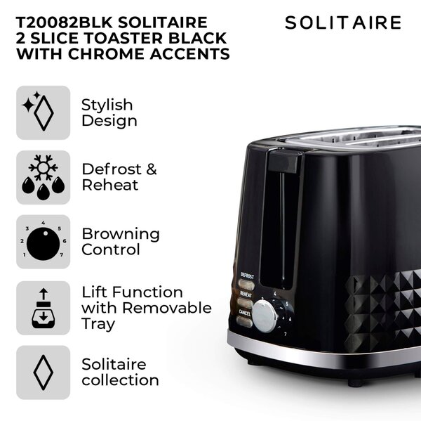 TOWER Solitaire 2 Slice Toaster