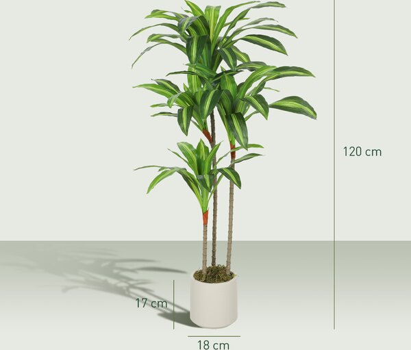 HOMCOM 120cm Artificial Dracaena Tree with Bendable Trunks - Green