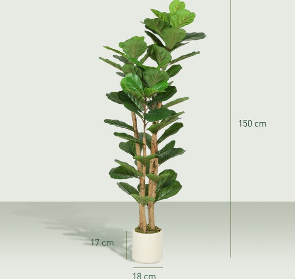 HOMCOM 150cm Artificial Fiddle Leaf Fig Tree - Green