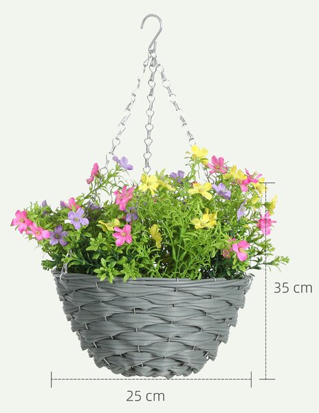 HOMCOM Set of 2 Artificial Hanging Cosmos Flowers - Multi-Colored