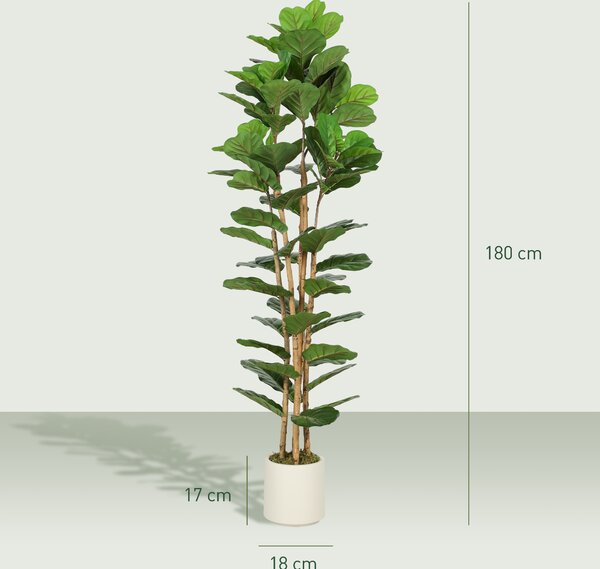 HOMCOM 180cm Artificial Fiddle Leaf Fig Tree - Green