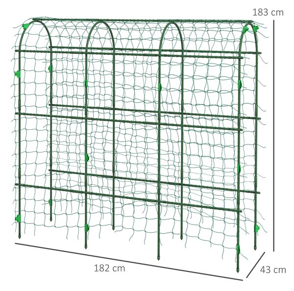 Outsunny 183 cm Tall Metal Garden Trellis, Arch Trellis for Climbing Plants Outdoor with Climbing Net