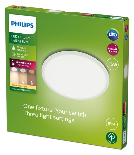 Philips Superslim Integrated LED Outdoor Ceiling Light, Warm White White