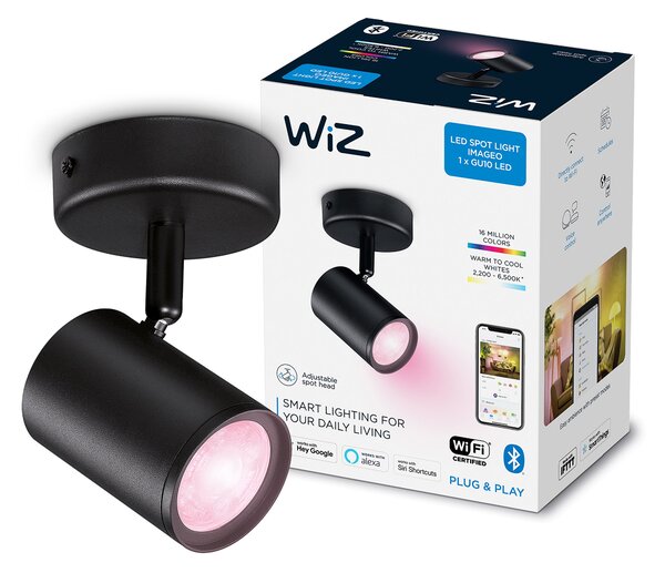WiZ Imageo Smart 1 Light LED Adjustable Spotlight Black