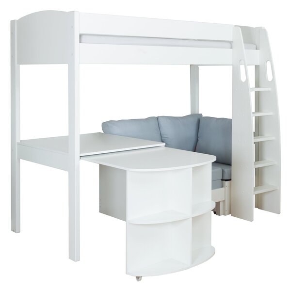 Stompa Uno High Sleeper with Corner Sofa and Pull Out Desk, Pine