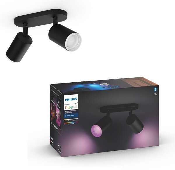 Philips HUE Fugato 2 Light Smart LED Ceiling Spotlight Bar Black