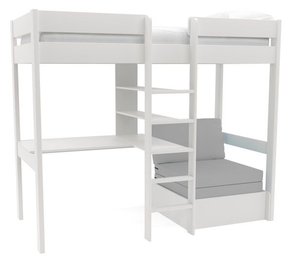 Stompa Uno Highsleeper With Chair Bed And Cushion Set, Pine