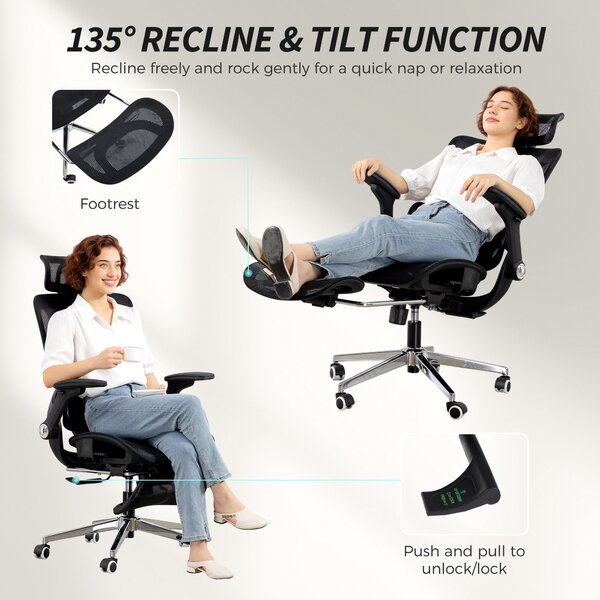 HOMCOM Ergonomic Office Chair, High Back Mesh Desk Chair, Black