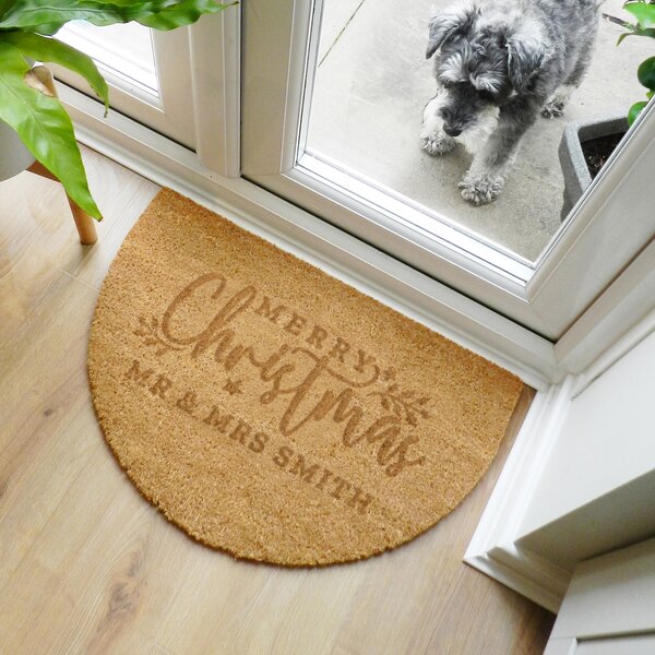 Personalised Merry Christmas Half Moon Indoor Doormat