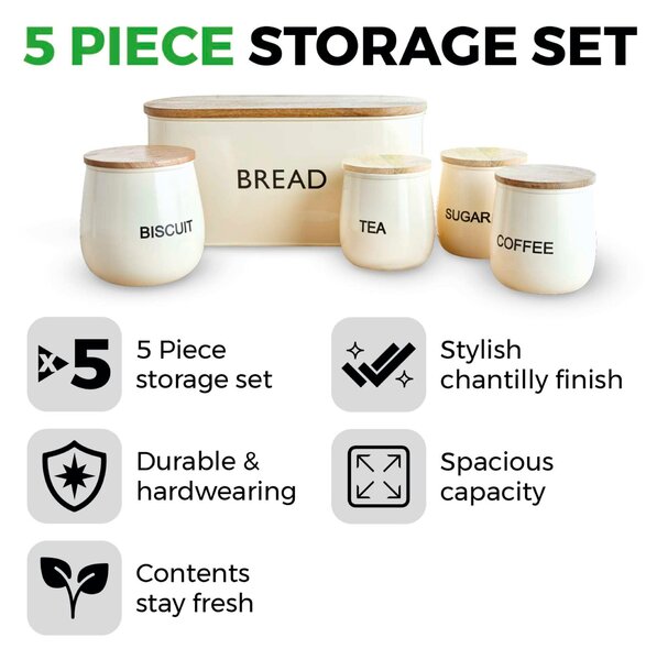 TOWER 5 Piece Round Canister Set