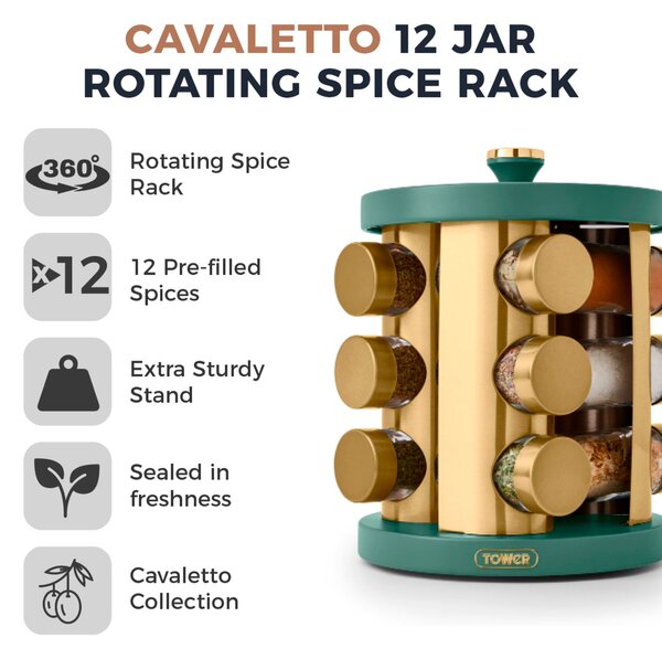 Tower Cavaletto 12 Jar Spice Rack Set