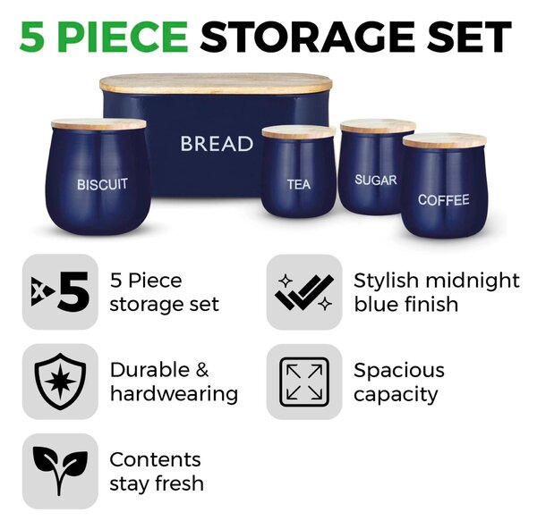 TOWER 5 Piece Round Canister Set