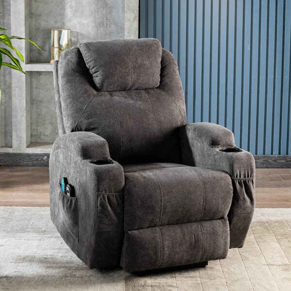 Remote Control Power Lift Electric Recliner Chair with Massage and Heating Points, Electric Lounger Chair for Elderly, 81x73x105 cm, Grey Aosom.UK