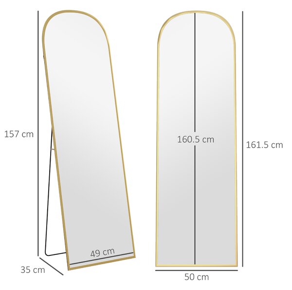 HOMCOM 162cm Aluminium Frame Standing Mirror - Gold