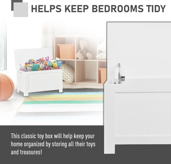 HOMCOM Large Storage Box Toy Chest Cabinet Container Unit Organizer with Lid & Safety Hinges