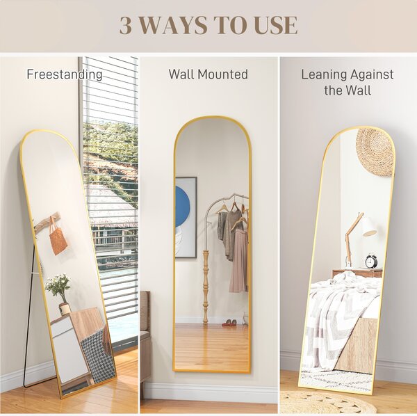 HOMCOM 162cm Aluminium Frame Standing Mirror - Gold