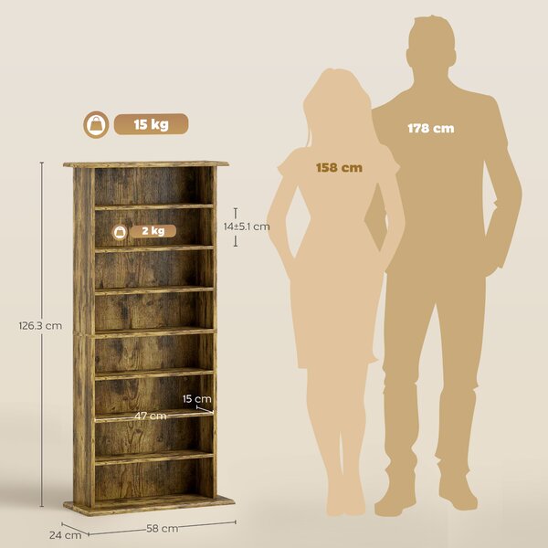 HOMCOM 360 CD Storage Unit - Rustic Brown