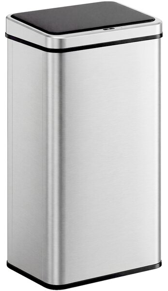 HOMCOM 50L Sensor Bin with Quiet Soft-Close Lid, Automatic Touchless Motion Sensor Kitchen Bin with Fingerprint Resistant Stainless Steel for Hygienic Gyms, Home Office Use, Silver Tone