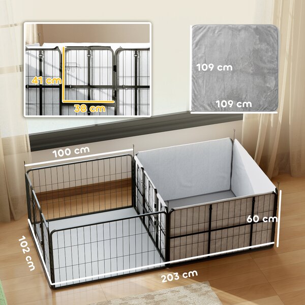 PawHut 7 Panel Dog Whelping Box, Heavy Duty Dog Playpen with Washable Pee Pads, Windproof Fabric, for Small and Medium Dogs