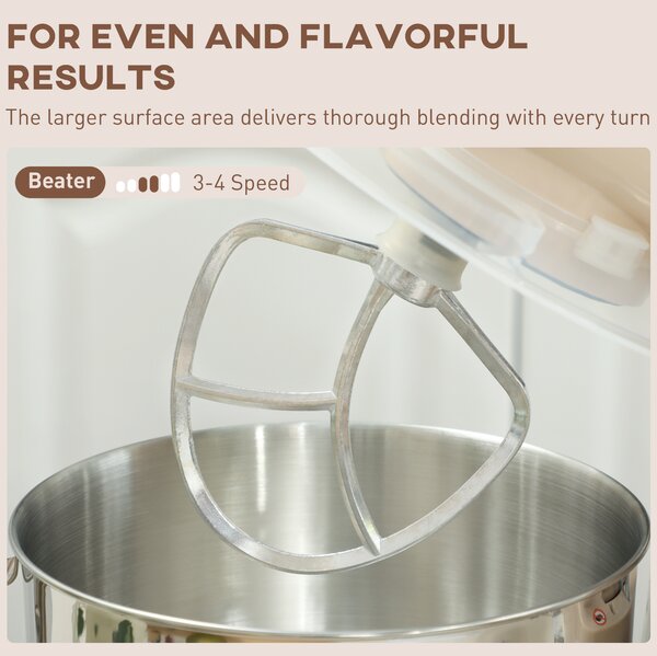 HOMCOM 1300W Kitchen Stand Mixer, with Accessories - Beige