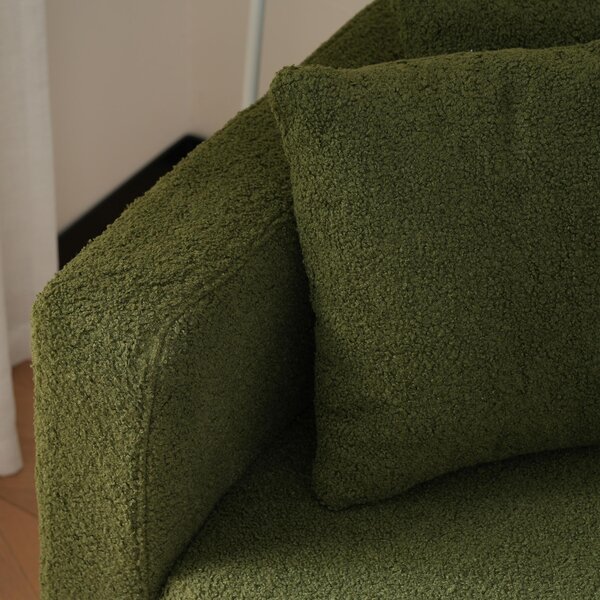 Convertible Sofa Bed with Adjustable Backrest, Gold Legs, Side Pockets, Sherpa Fabric Loveseat for Living Room, 176L x 64W x 75H cm, Green Aosom.UK