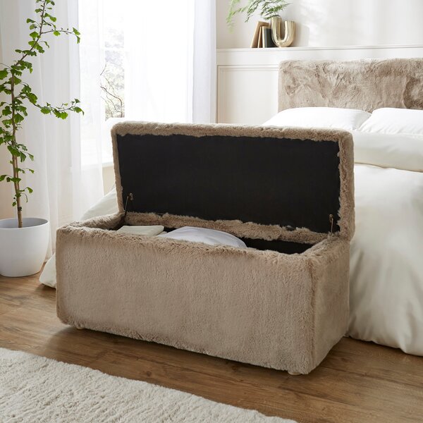 Elysia End of Bed Ottoman, Faux Fur