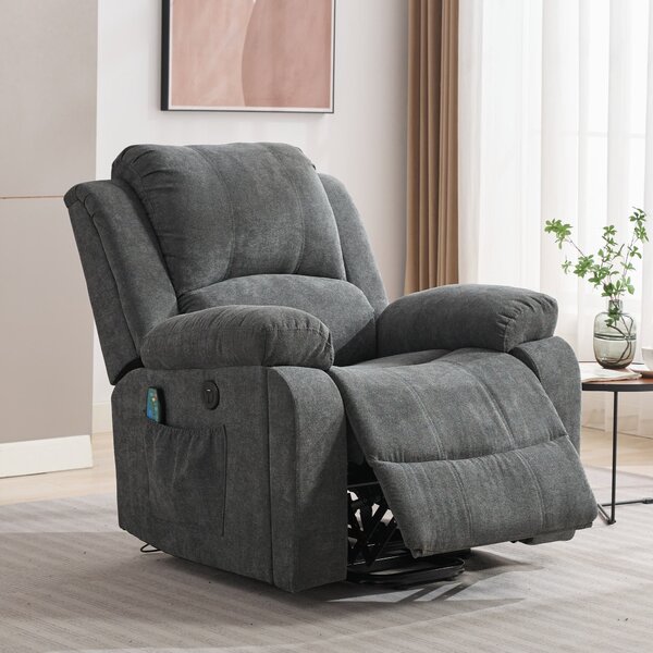 Power Massage Lift Recliner Chair with Heat and Vibration for Elderly, Heavy Duty Reclining Mechanism with Pockets and Cup Holders, Grey Aosom.UK