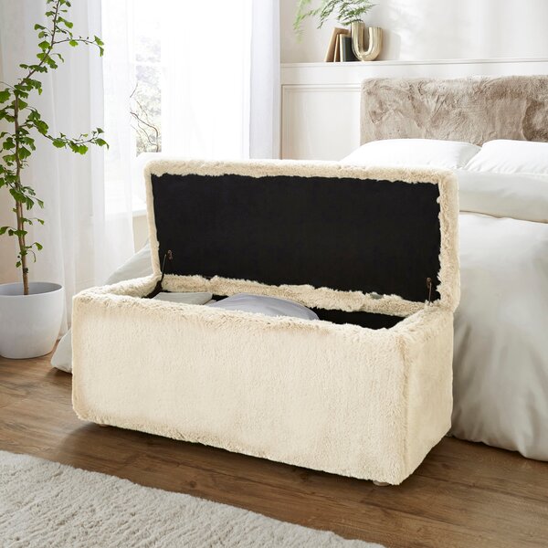 Elysia End of Bed Ottoman, Faux Fur