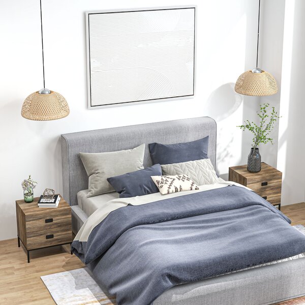 HOMCOM Retro Bedside Units: Metal Frame Side Tables with 2 Drawers, Set of 2, Coffee Tone Aosom UK