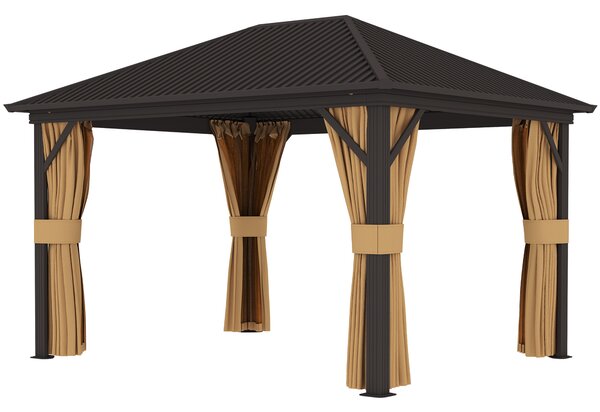 Outsunny 3.6 x 3(m) Aluminium Frame Hardtop Gazebo, with Accessories