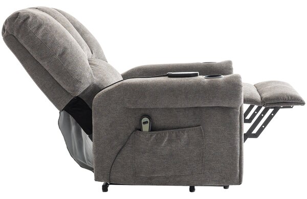 Electric Power Lift Recliner Chair with Single Motor, Heated Massage, Stand Assist, Storage Pockets, Cup Holders, 91x90x108 cm, Grey Aosom UK