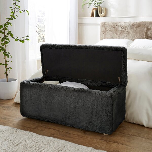 Elysia End of Bed Ottoman, Faux Fur