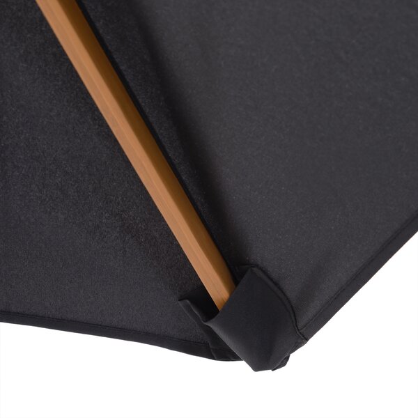 Outsunny Wooden Patio Parasol: 2.5m Outdoor Sun Umbrella, Weather-Resistant, Black Aosom UK