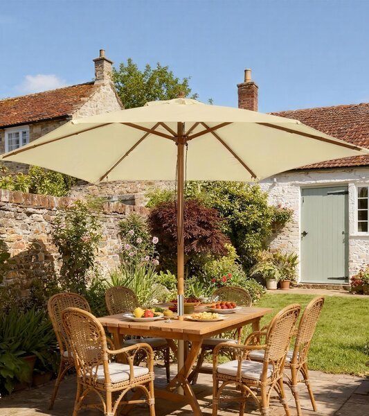 Outsunny 2.5m Wood Wooden Garden Parasol Sun Shade Patio Outdoor Umbrella Canopy New(Beige) Aosom UK