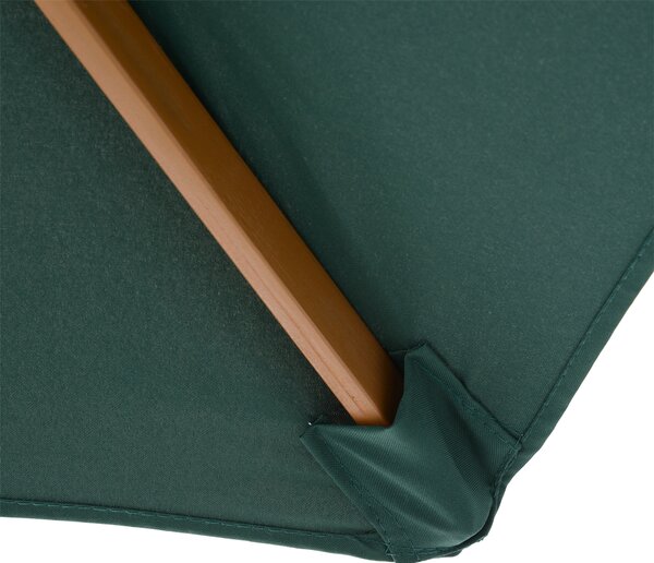 Outsunny Wooden Parasol: 2.5m UV-Protective Garden Umbrella with Pulley System, Dark Green Aosom UK