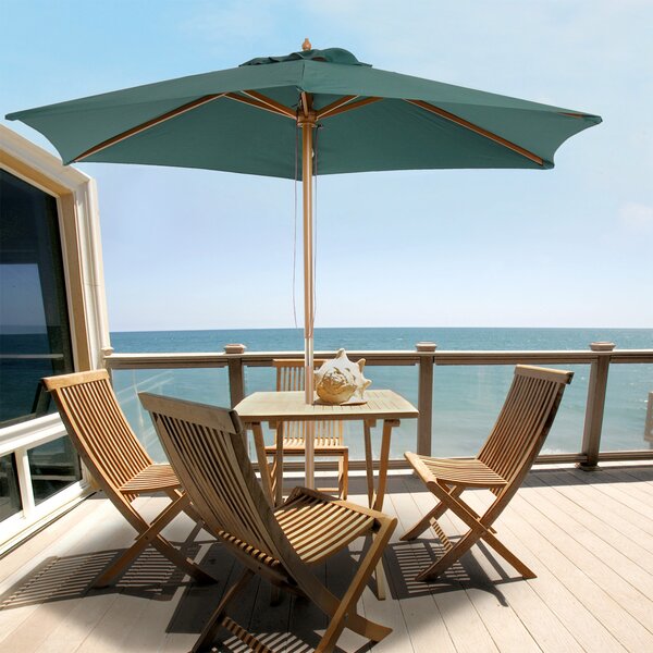 Outsunny Wooden Parasol: 2.5m UV-Protective Garden Umbrella with Pulley System, Dark Green Aosom UK