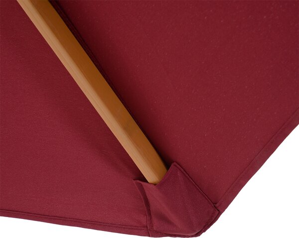 Outsunny ⌀3m Bamboo Wooden Market Patio Umbrella Garden Parasol Outdoor Sunshade Canopy, 8-ribs,Wine Red