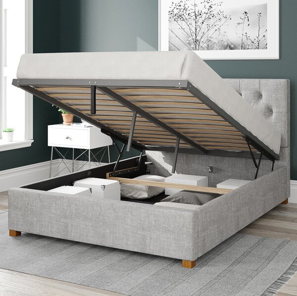 Olivier Pure Pastel Cotton Ottoman Bed Frame