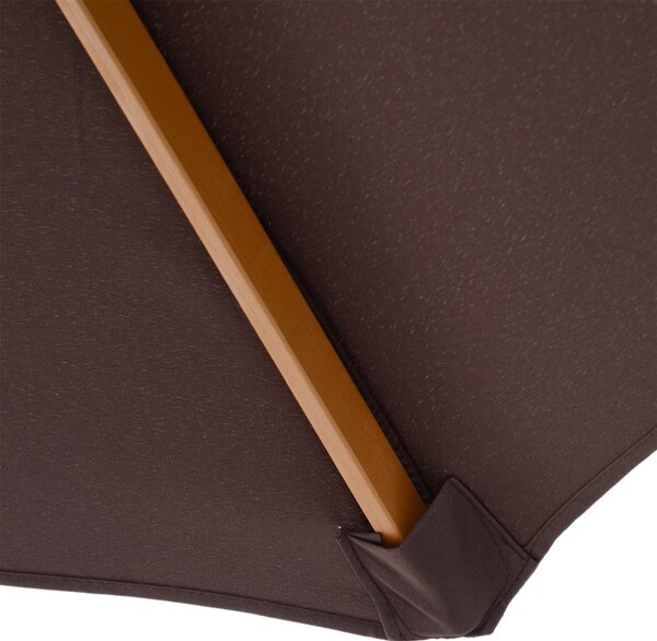 Outsunny Bamboo Wooden Patio Umbrella, 3m Garden Parasol with 8 Ribs, Outdoor Sunshade Canopy, Coffee Aosom UK