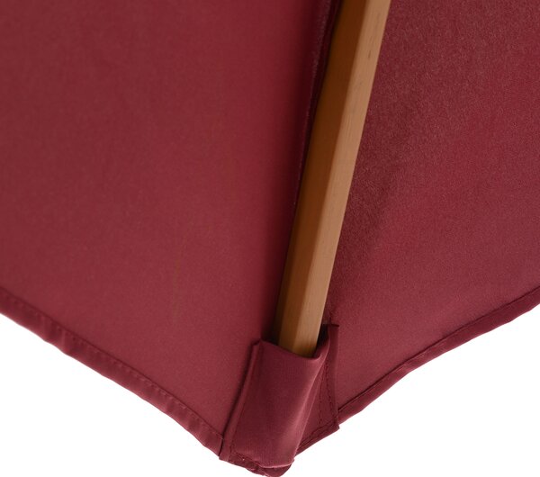 Outsunny Wooden Garden Parasol, 2.5m Outdoor Umbrella Sun Shade with Pulley System, Wine Red Aosom UK