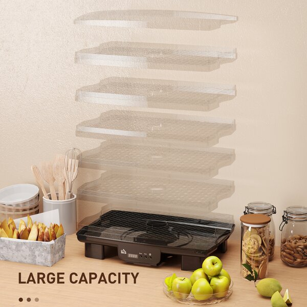 HOMCOM 6 Tray Food Dehydrator, 550W Food Dryer Machine with Adjustable Temperature, 48H Timer, for Drying Fruit, Vegetable and Pet Treat, Black
