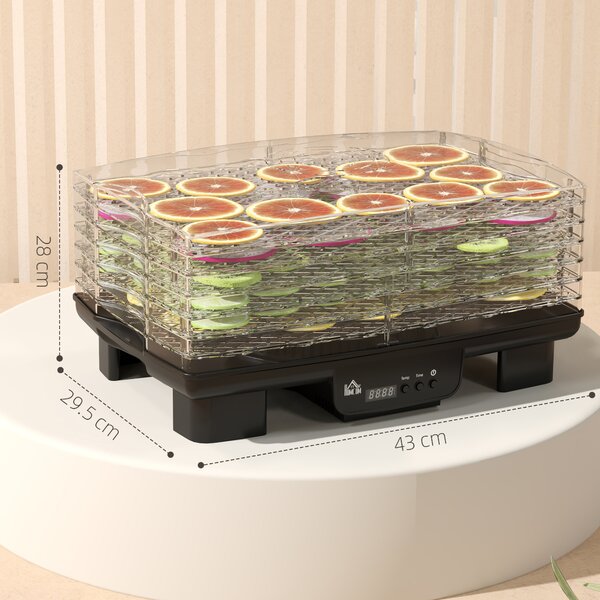 HOMCOM 6 Tray Food Dehydrator, 550W Food Dryer Machine with Adjustable Temperature, 48H Timer, for Drying Fruit, Vegetable and Pet Treat, Black