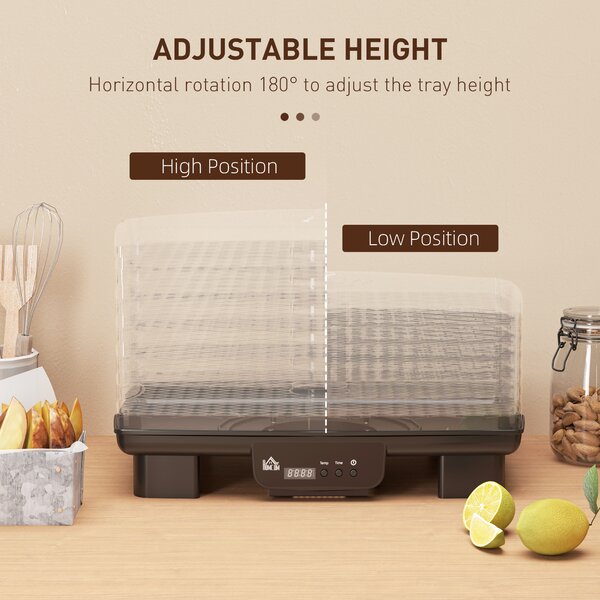 HOMCOM 6 Tray Food Dehydrator, 550W Food Dryer Machine with Adjustable Temperature, 48H Timer, for Drying Fruit, Vegetable and Pet Treat, Black