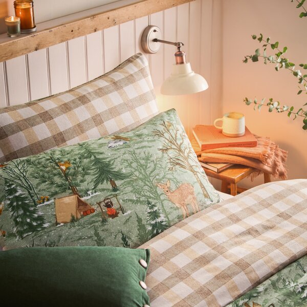 Lodge Wood 100% Cotton Duvet Cover and Pillowcase Set