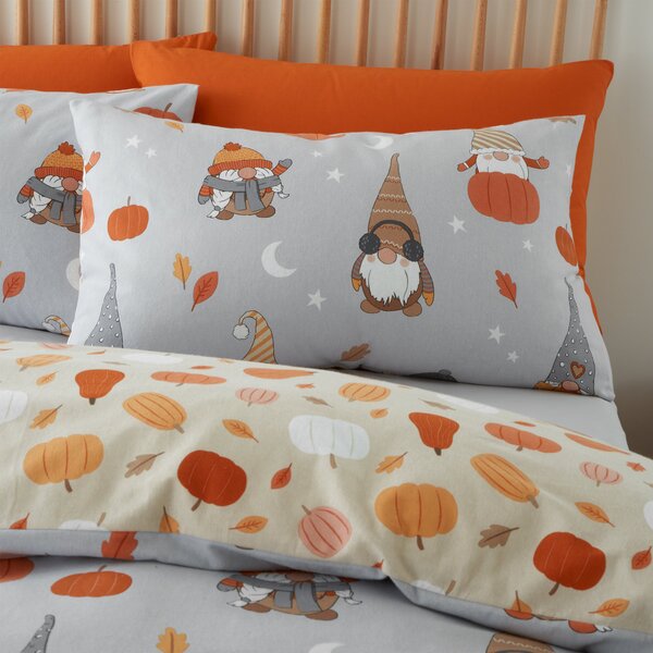 Catherine Lansfield Autumn Gnomes 100% Brushed Cotton Duvet Cover & Pillowcase Set