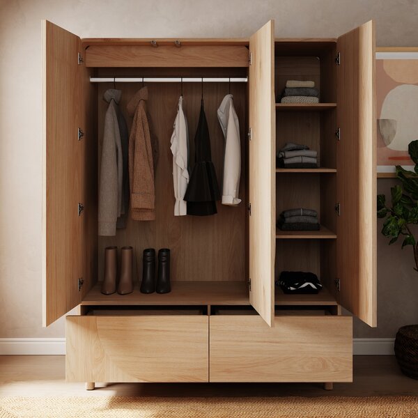 Aldo Triple Wardrobe, Light Oak