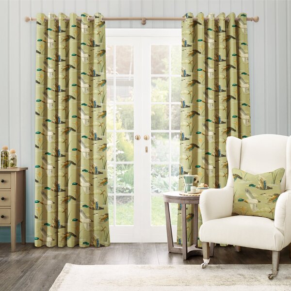 Mallards in Flight Eyelet Curtains