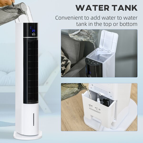 HOMCOM 41" Bladeless Air Cooler, Evaporative Ice Cooling Tower Fan Water Conditioner Humidifier Unit w/ 3 Modes, Remote Controller, Timer