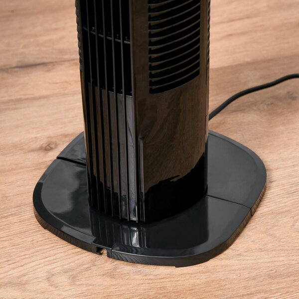HOMCOM Freestanding Tower Fan, 3 Speed 3 Mode, 7.5h Timer, 70 Degree Oscillation, LED Panel, 5M Remote Controller, Black Aosom UK